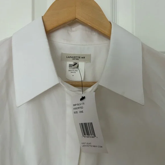 Lafayette 148 New York White Dress Shirt Classic Formal Design - Picture 2 of 5